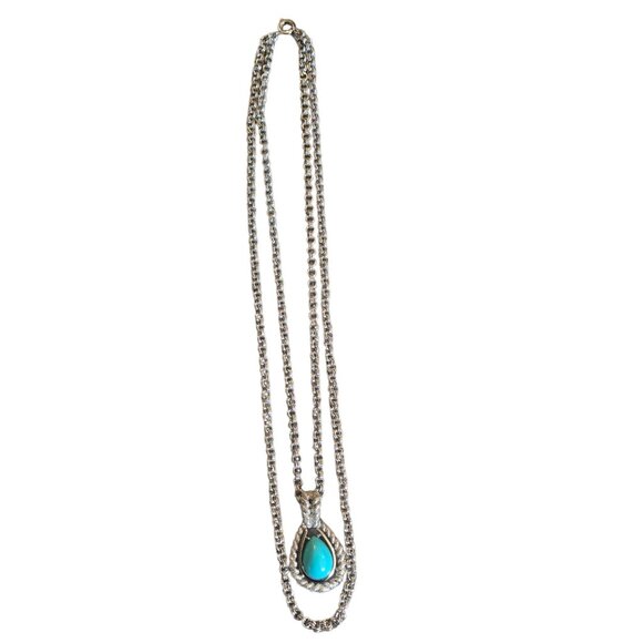 Turquoise Blue Teardrop Necklace With Adjustable Chain Avon Fashion Accents VTG - Picture 16 of 16